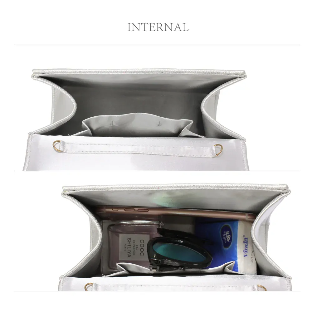 ANNA GRACE Malá společenská kabelka - psaníčko AGC00348 stříbrná